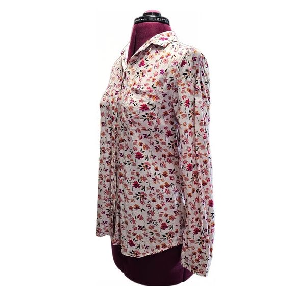 Beach Lunch Lounge Floral Button Down Shirt - Pink Orange Cream Brown Mulitcolor - Picture 4 of 13